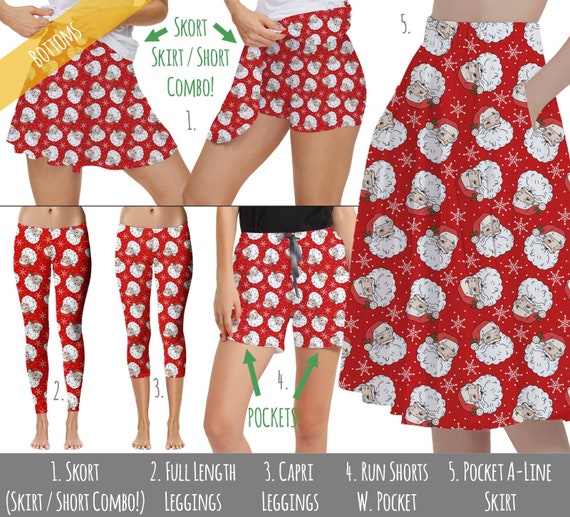 Retro Christmas Vintage Winking Santa Claus Women s Bottoms in Sizes Xs 5XL Skort Leggings Shorts Pocket Skirt RUSH AVAIL Etsy UK