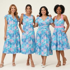 Elsa Frosted Florals - op Disney geïnspireerde midi-jurk in XS-7XL (nieuwe wereldwijde editie)