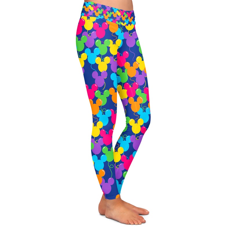 Mickey Ears Balloons Theme Park Inspired Leggings in Capri or Full Length, Sports Yoga Winter Styles in Sizes XS 5XL HK- Sport Yoga Waist