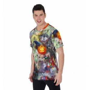 Aquarela O Estranho Mundo de Jack - Camisa masculina abotoada, shorts, polo e camiseta inspirada na Disney nos tamanhos XS–8XL (nova edição global) 3. Men's Short Sleeve T-Shirt
