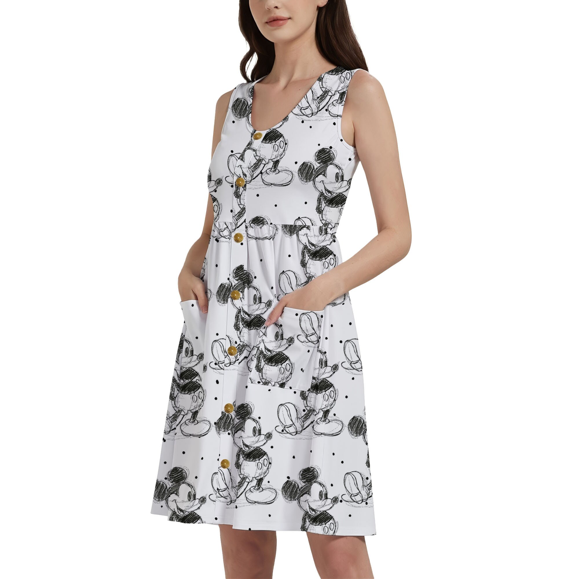 Sketch of Mickey Mouse Theme Park Inspired Dress in Xs 5XL Short Length Styles RUSH AVAIL Etsy UK