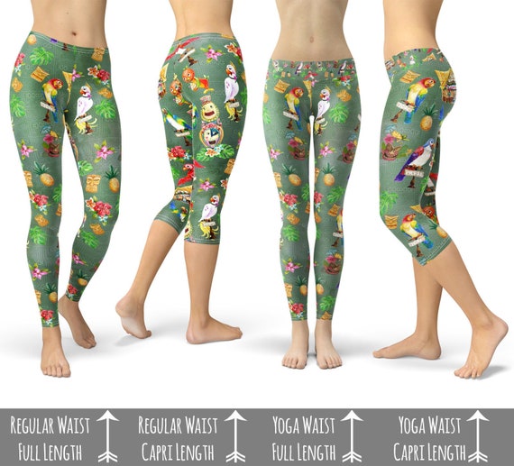 Orange Bird & Tiki Friends Theme Park Inspired Leggings in Capri or Full  Length, Sports Yoga Winter Styles in Sizes XS 5XL 