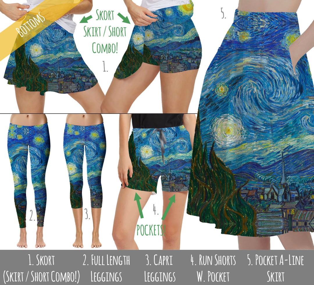 Venice Starry Night Mini Skort - Sportlicher Rock Mit Taschen Für Tennis & Fitness