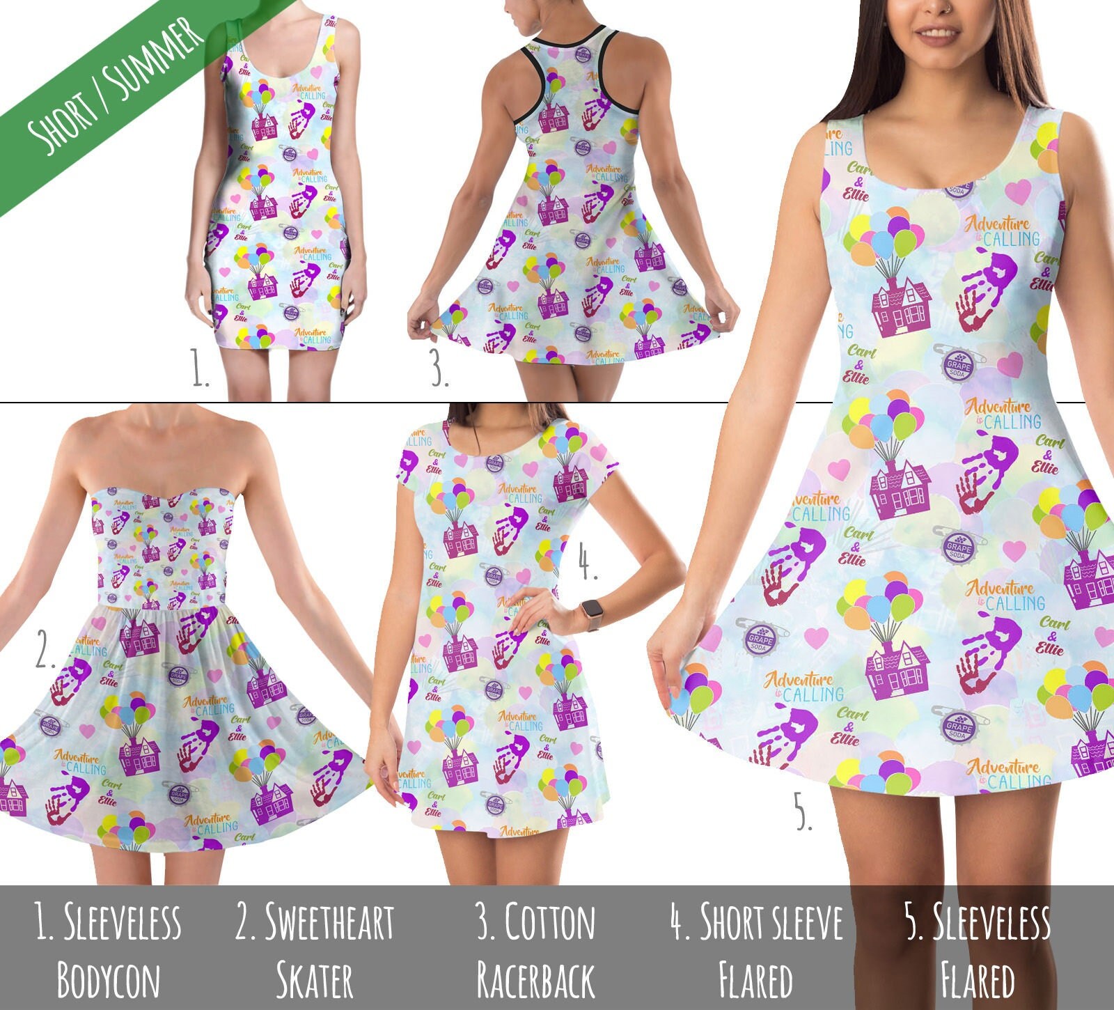 Carl & Ellie UP Inspired Theme Park Dress in XS 5XL Short / Summer