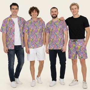 Figment Watercolor Rainbow - Disney Inspired Men's  Button Down Shirt, Shorts, Polo, T-shirt in XS–8XL