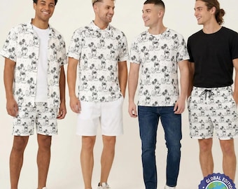 Sketch of Mickey Mouse - Disney Inspired Men's  Button Down Shirt, Shorts, Polo, T-shirt in XS–8XL