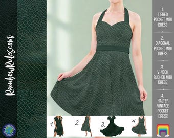 green emerald velvet dress Embellished Cowl Neck A-Line Mini Dress in Green Snake - 8 main image 1