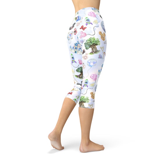 WDW Park Hopper Theme Park Inspired Leggings in Capri or Full Length,  Sports Yoga Winter Styles in Sizes XS 5XL 