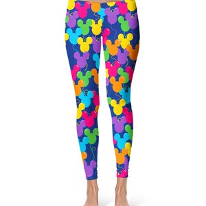 Mickey Ears Balloons Theme Park Inspired Leggings in Capri or Full Length, Sports Yoga Winter Styles in Sizes XS 5XL HK- Sport Reg Waist