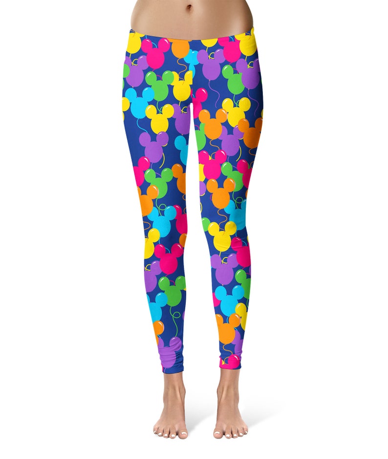 Mickey Ears Balloons Theme Park Inspired Leggings in Capri or Full Length, Sports Yoga Winter Styles in Sizes XS 5XL HK- Sport Reg Waist