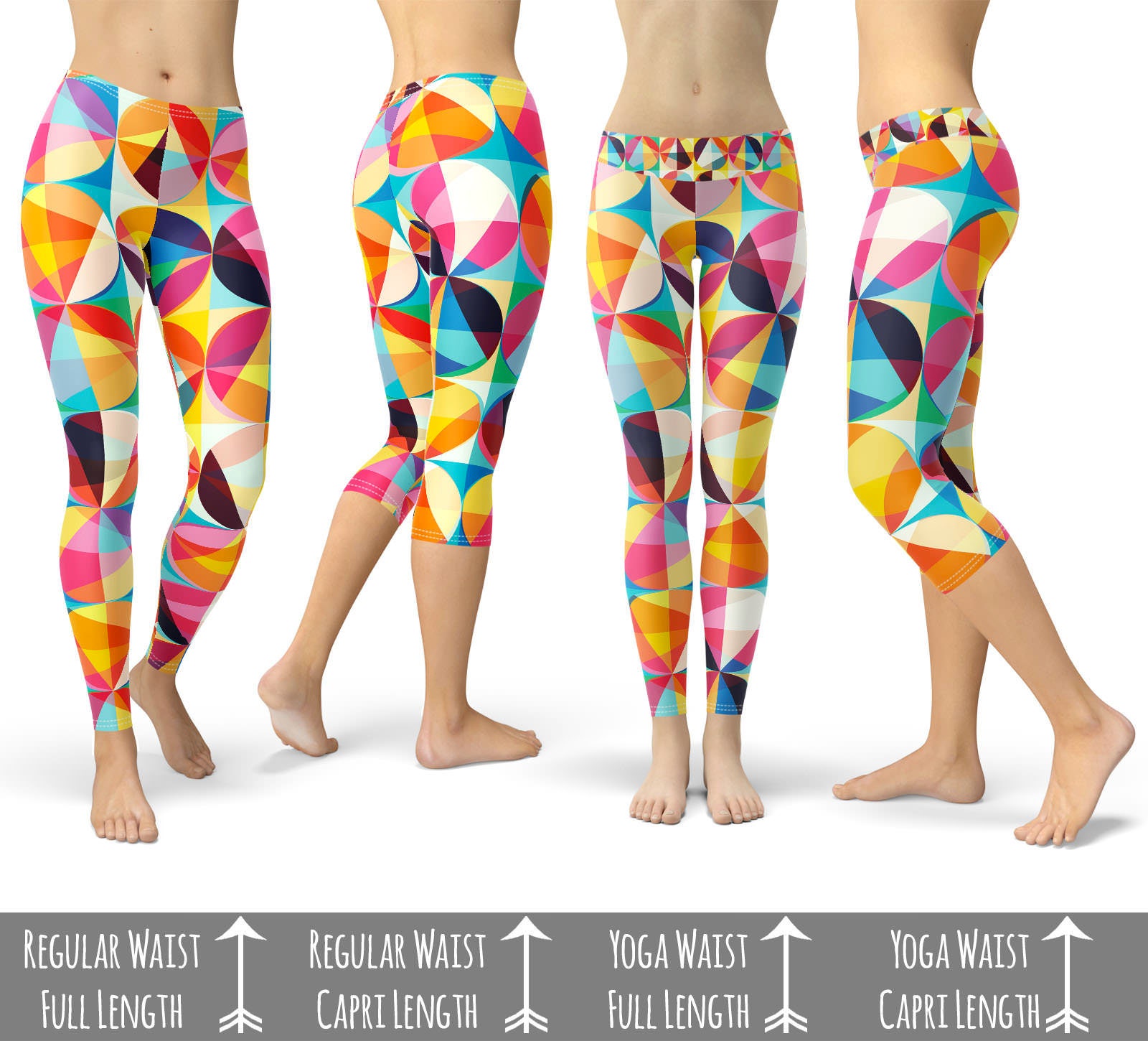 different lengths of leggings in a circle