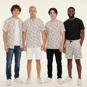 Chemise, short, polo et t-shirt homme style rétro Mickey et Minnie, inspirés de Disney, tailles XS à 8XL