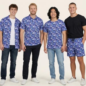 Estampado floral Cenicienta: Camisa de hombre con botones, polo, camiseta y pantalones cortos (Nueva edición global)