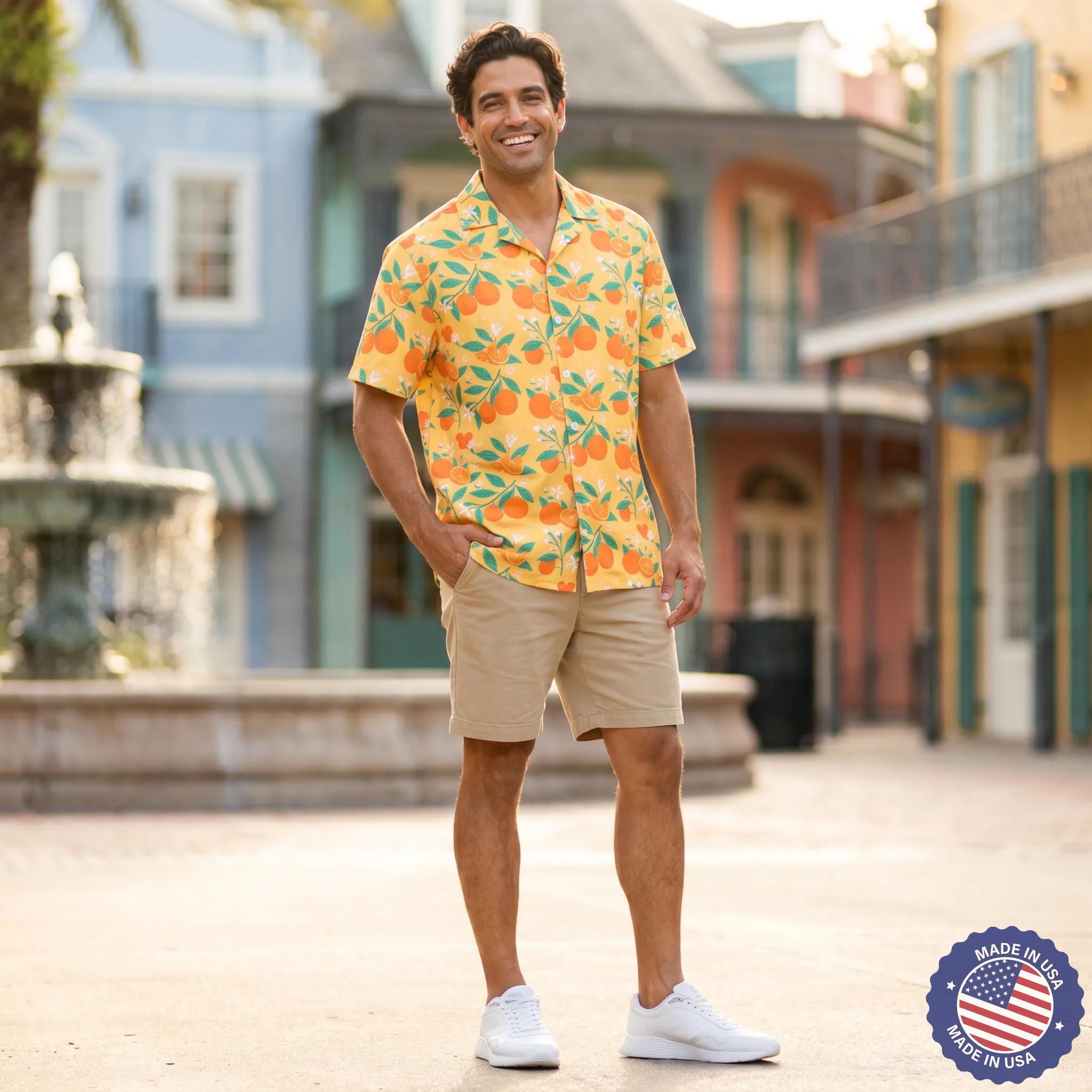 Hidden Mickey Oranges - Disney Inspired Men's Button Down Shirt