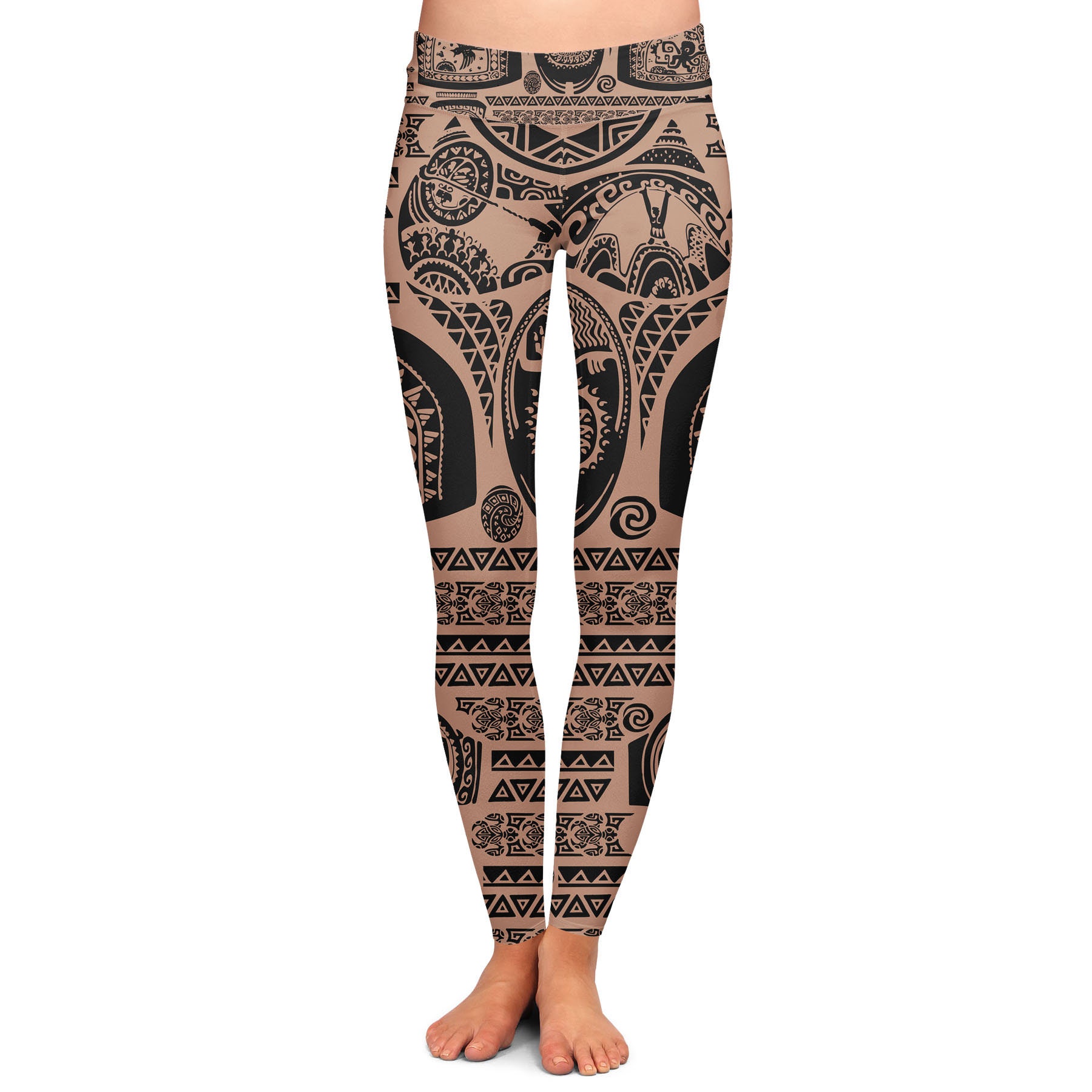 Maori Tattoo Capri Leggings White Capris With Tribal Polynesian Tattoo  Print Perfect for Running Tights, Capri Yoga Pants or Gym Leggings -   Canada