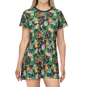 Watercolor Lion King Jungle - Women&#39;s T-Shirt Dress (Made in USA)