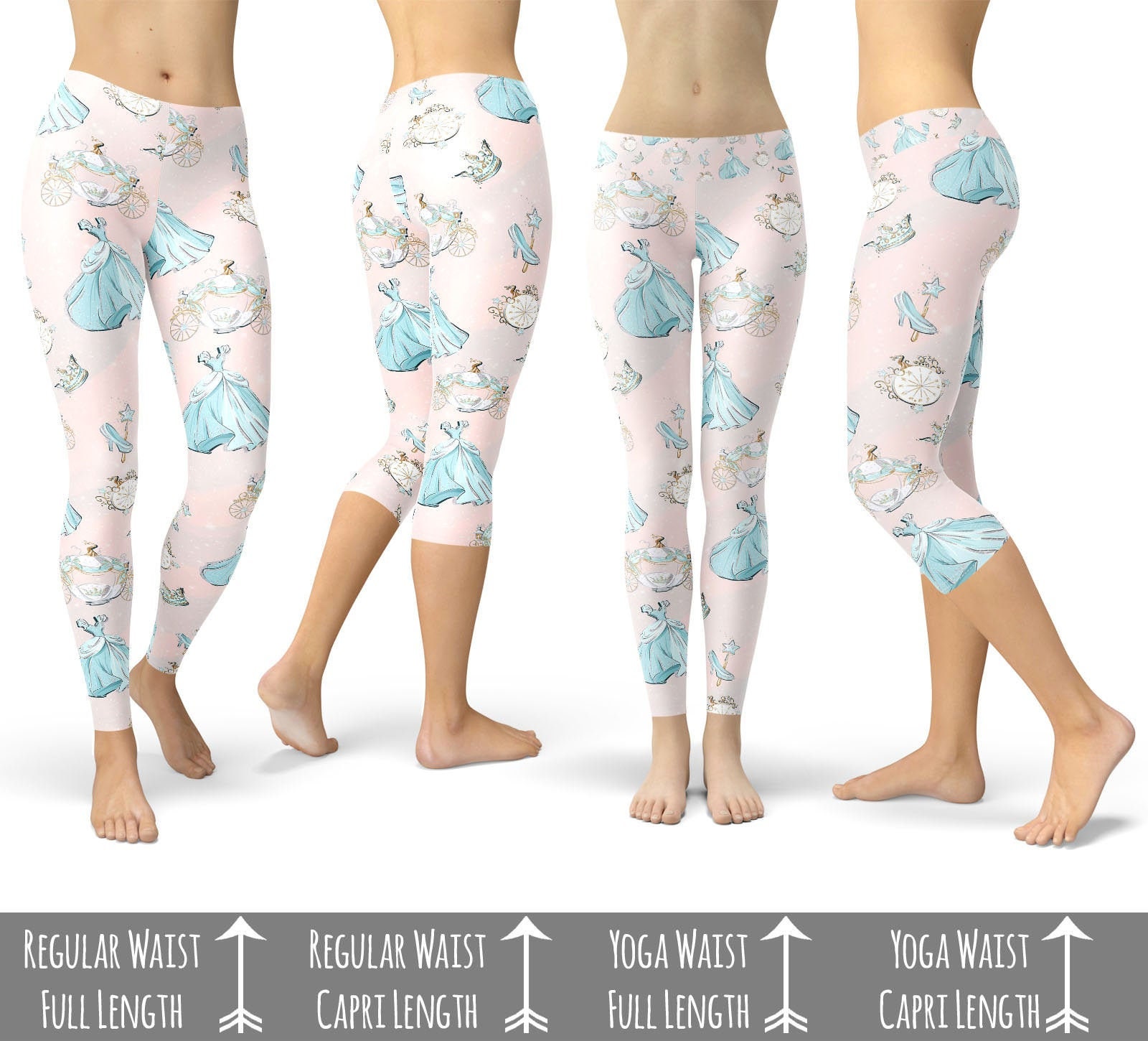 Sport Leggings Mid Waist Full Length Cinderella and Her Prince Charming Disney Inspired Sport Leggings Mid Waist Full Length Cinderella and Her Prince Charming Disney Inspired