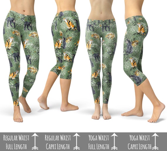 Jungle Book Big Cats Theme Park Inspired Leggings in Capri or Full Length,  Sports Yoga Winter Styles in Sizes XS 5XL 