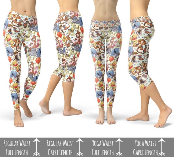 Winnie the Pooh & Friends Sketched Theme Park Inspired Leggings in Capri or  Full Length, Sports Yoga Winter Styles in Sizes XS 5XL 