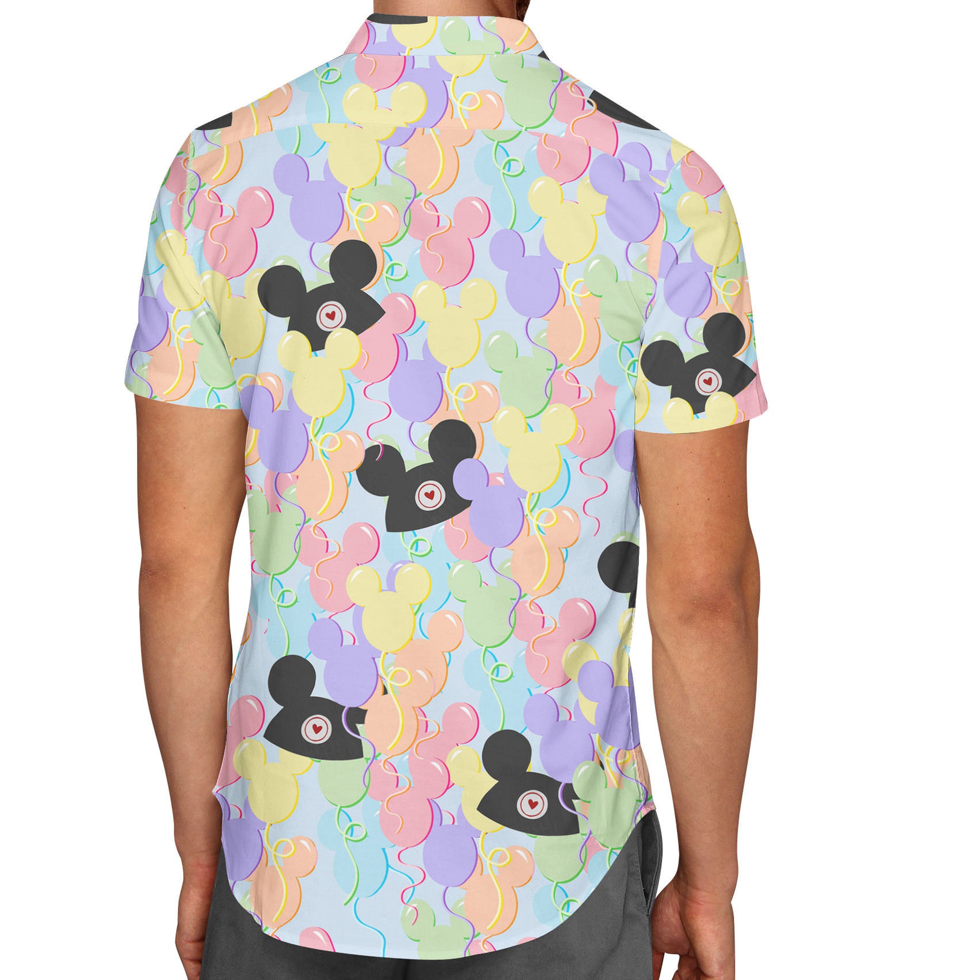 Pastel Mickey Ears Balloons Disney Hawaiin T Shirt