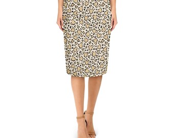 Ready To Ship - Midi Pencil Skirt - XL - Mouse Ears Animal Print