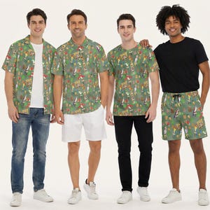 Orange Bird & Tiki Friends - Disney Inspired Men's  Button Down Shirt, Shorts, Polo, T-shirt in XS–8XL (New Global Edition)