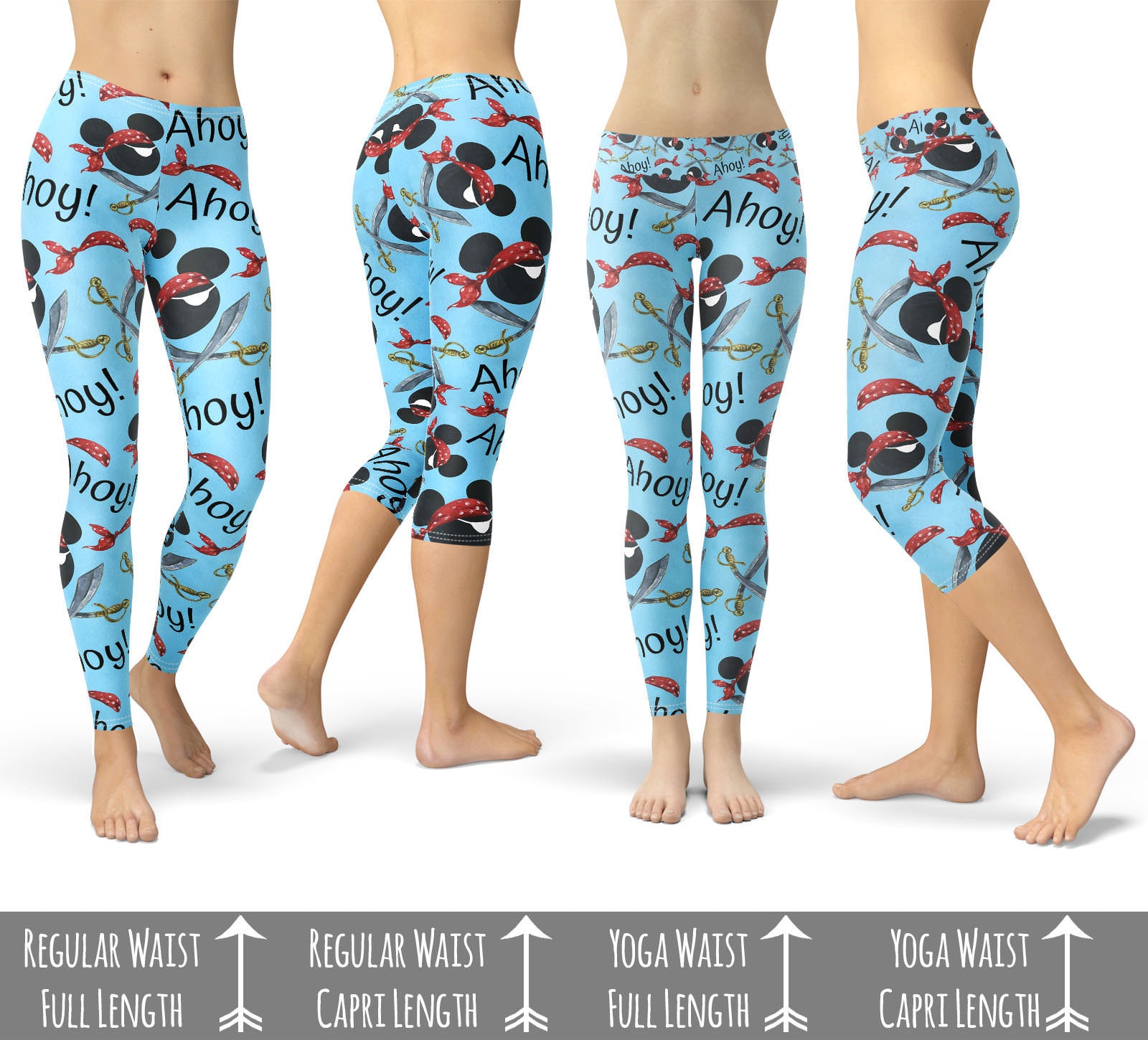 Pirate Mickey Ahoy DCL Cruise Inspired Leggings in Capri or Full