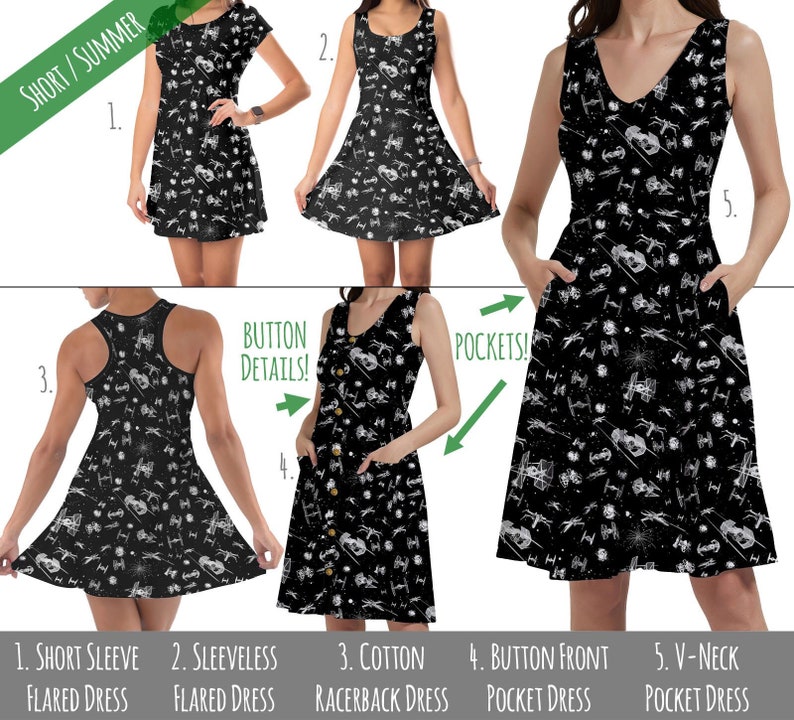 Space Ship Battle SW Space Wars Inspired Dress in Xs 5XL Short Length Styles RUSH AVAIL image 1