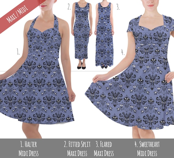 Haunted Mansion Wallpaper Short Sleeve Dress XS-5XL Flared