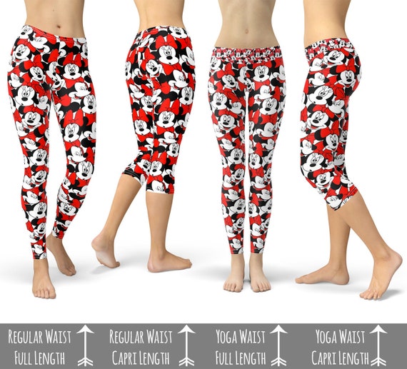 Many Faces of Minnie Mouse Theme Park Inspired Leggings in Capri or Full  Length, Sports Yoga Winter Styles in Sizes XS 5XL 