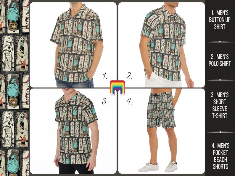 Stretching Haunted Nightmare - Disney Inspired Men's Button Down Shirt, Shorts, Polo, T-shirt in XS–8XL image 2