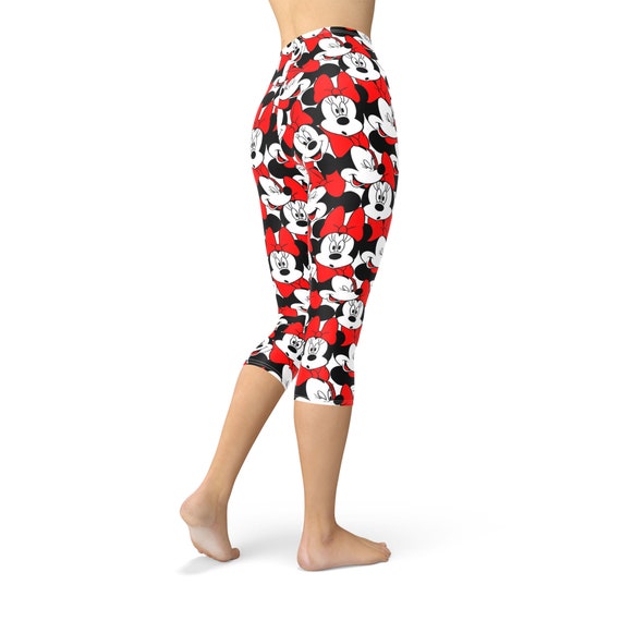 Many Faces of Minnie Mouse Theme Park Inspired Leggings in Capri