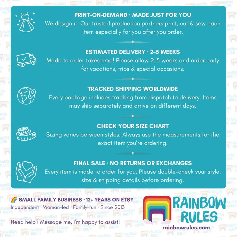 a blue poster with instructions on how to use the rainbow rules