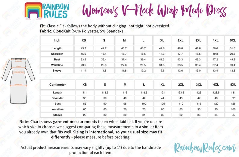 a women's v - neck dress size guide