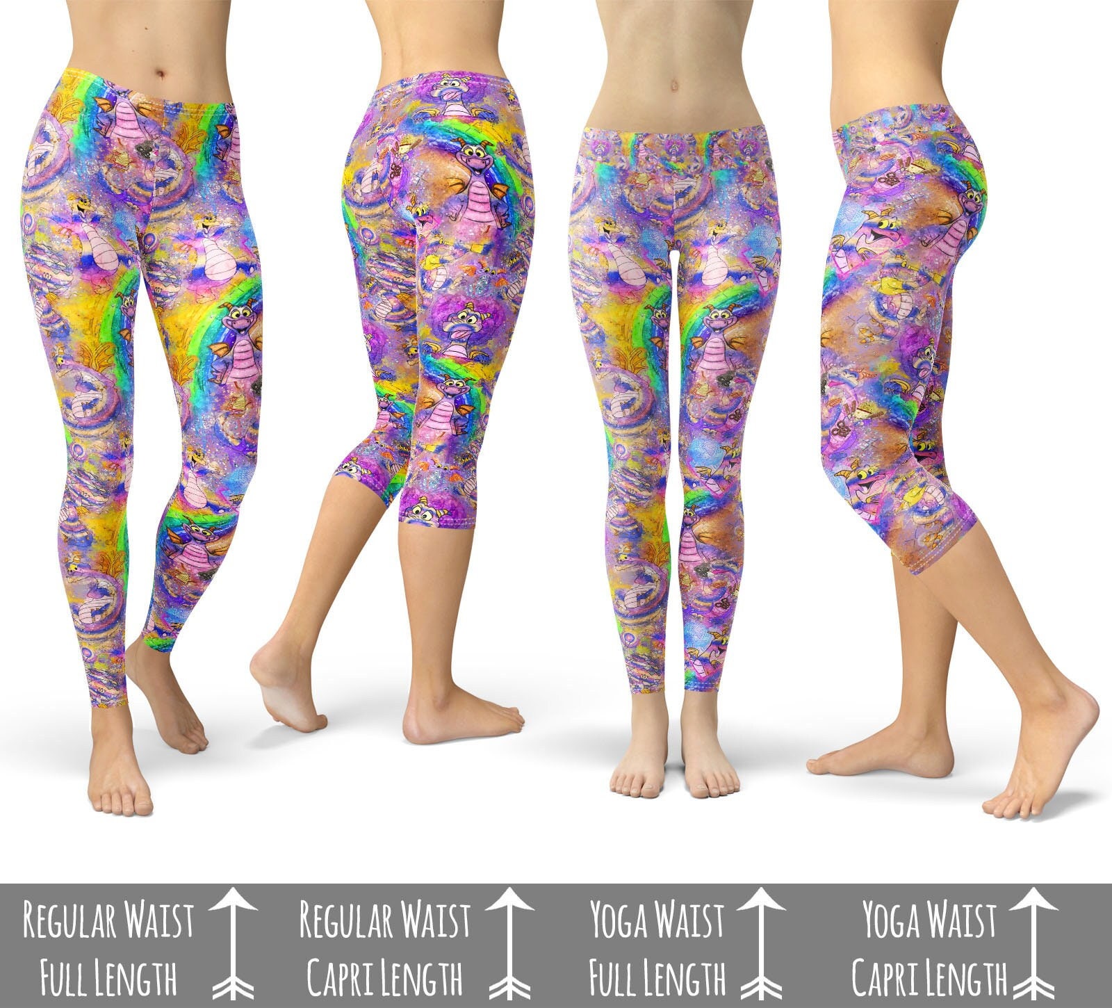 Figment Watercolor Rainbow WDW Epcot Inspired Leggings in Capri or