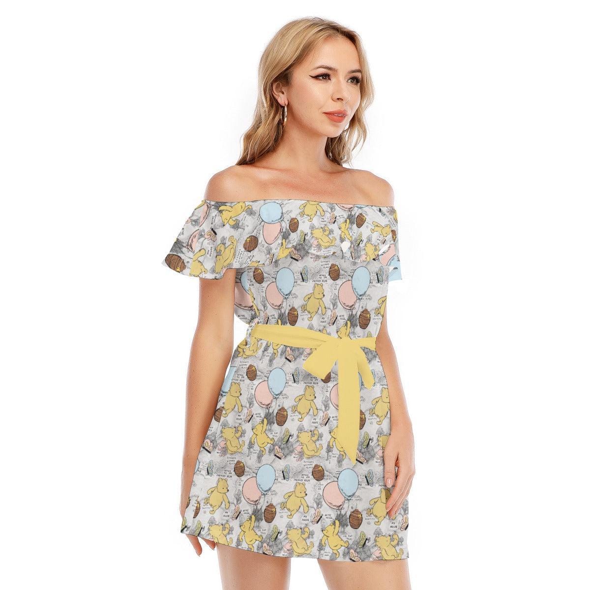 Discover Silly Old Bear - Disney Inspired Summer Off-shoulder Ruffle Dress, Mother's Day Gift