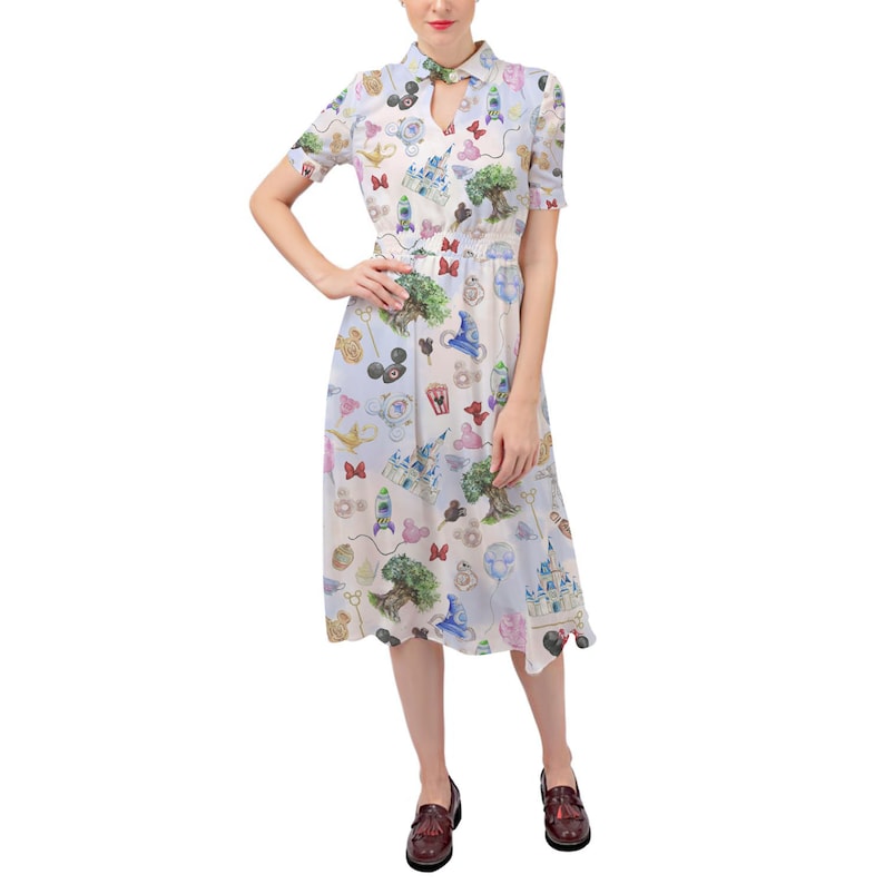 Walt Disney World Inspired Midi Dress in XS 5XL Vintage Retro Inspired WDW Park Hopper