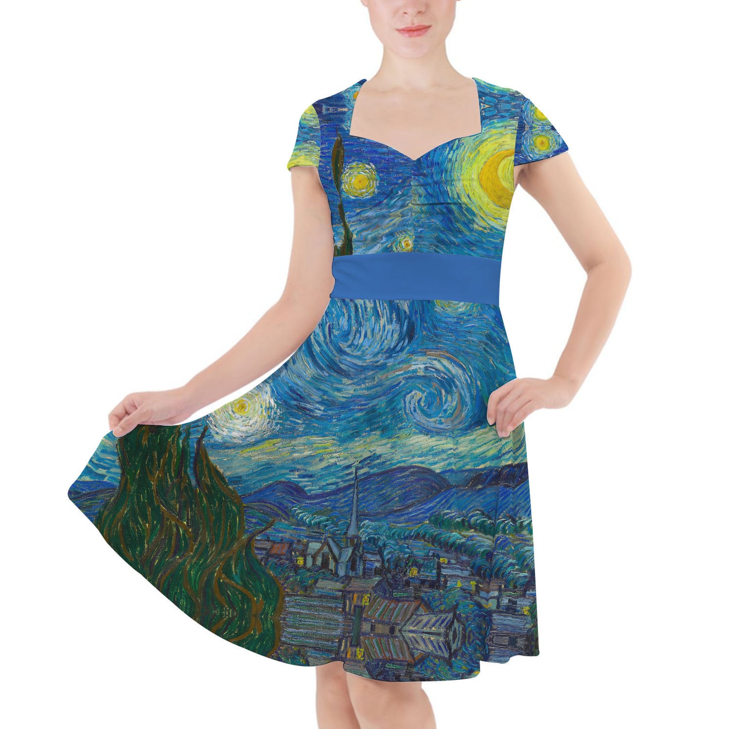 Van Gogh Your Way Mesh Midi Dress