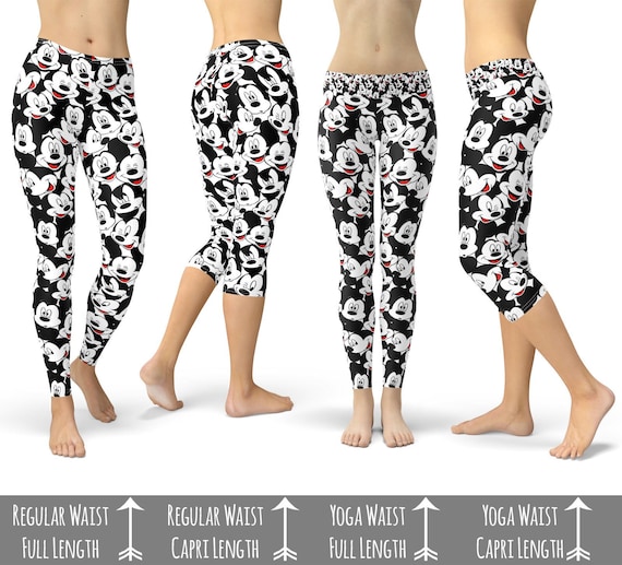 Many Faces of Mickey Mouse Theme Park Inspired Leggings in Capri