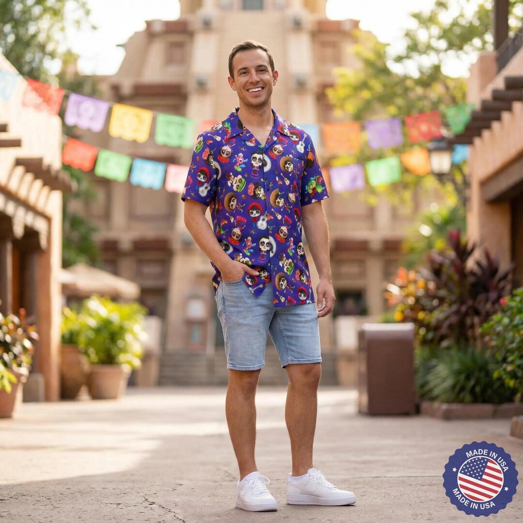 Poco Loco Coco Inspired - Men's Button Down Short-sleeved Pocket