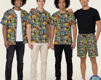 Superhero Stitch - Comic Book - Disney Inspired Men's  Button Down Shirt, Shorts, Polo, T-shirt in XS–8XL