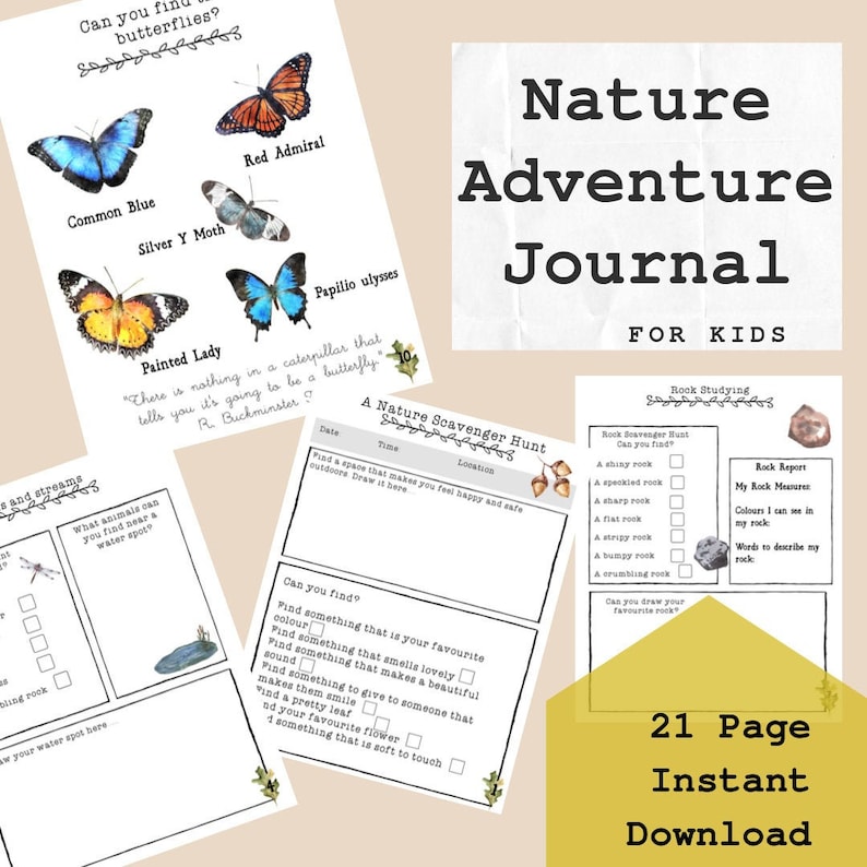 NATURE JOURNAL for kids 21 pages Printable, Instant Download pdf, nature study, outdoor activity, nature walks, Charlotte Mason, woods image 6