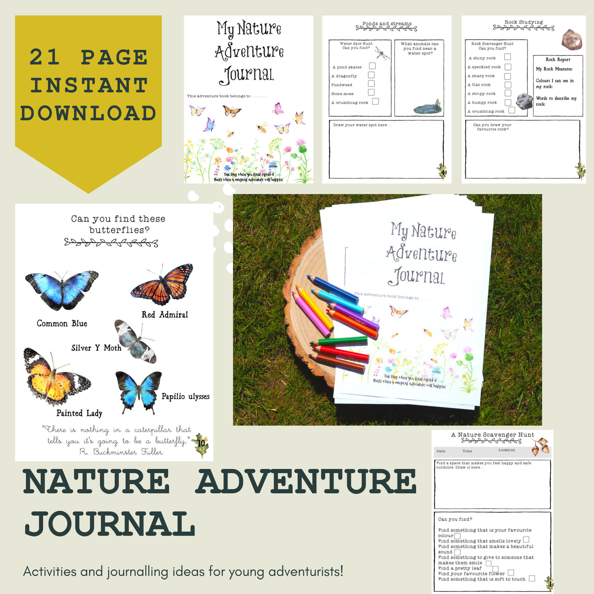 NATURE JOURNAL for Kids 21 Pages Printable, Instant Download Pdf