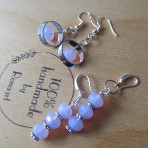 earrings with color changing Czeh glass beads in silver