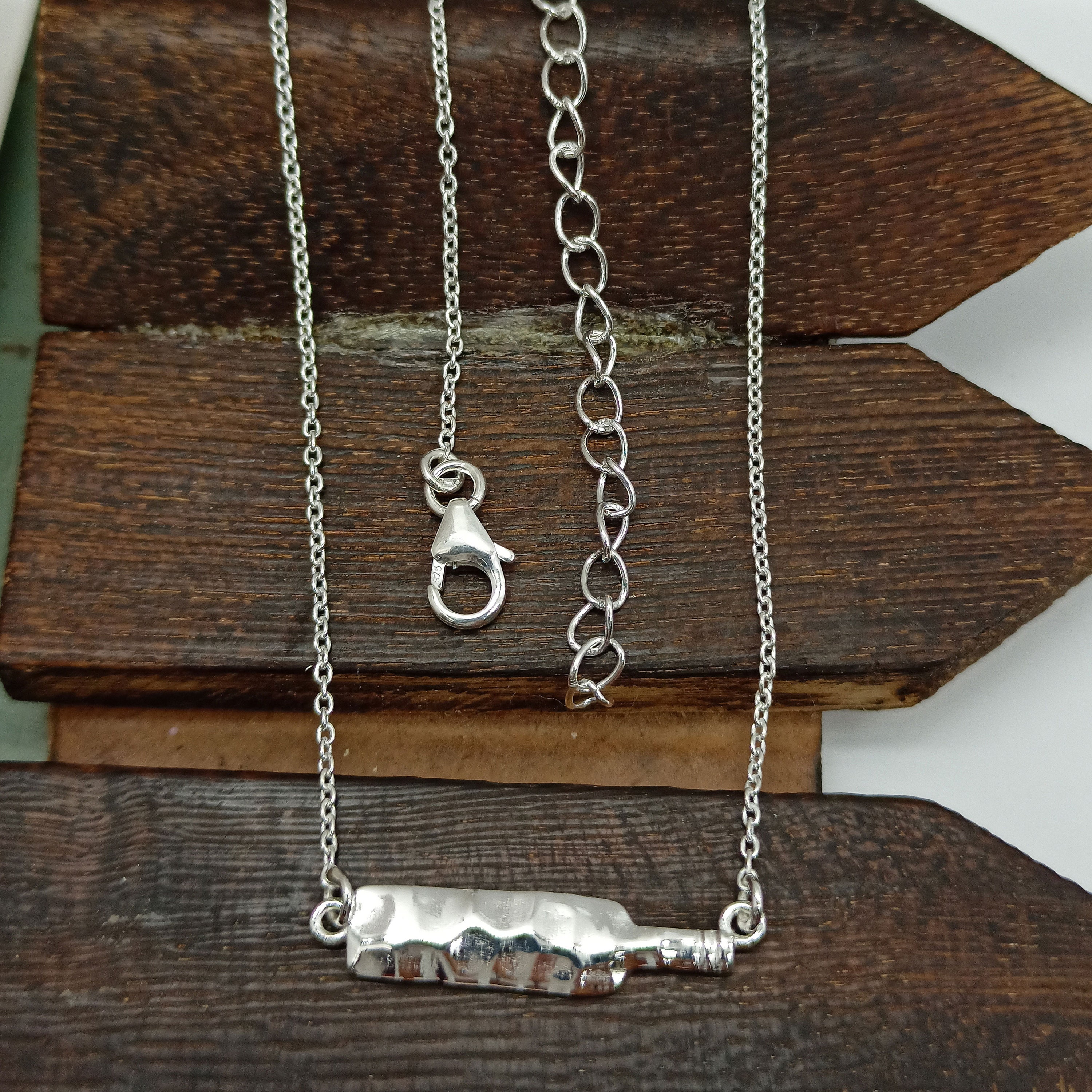 Wine Bottle Necklace Silver Wine Bottle Necklace Wine Bottle Etsy