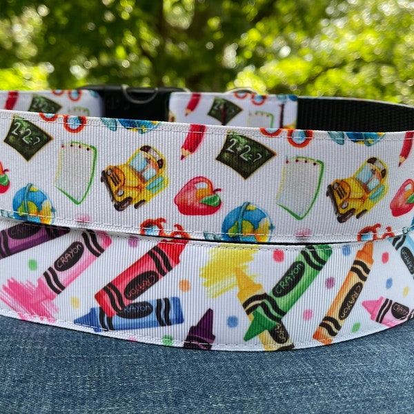 Back to School Large Dog Collars 1.5” wide, 2" wide  - Made to Order