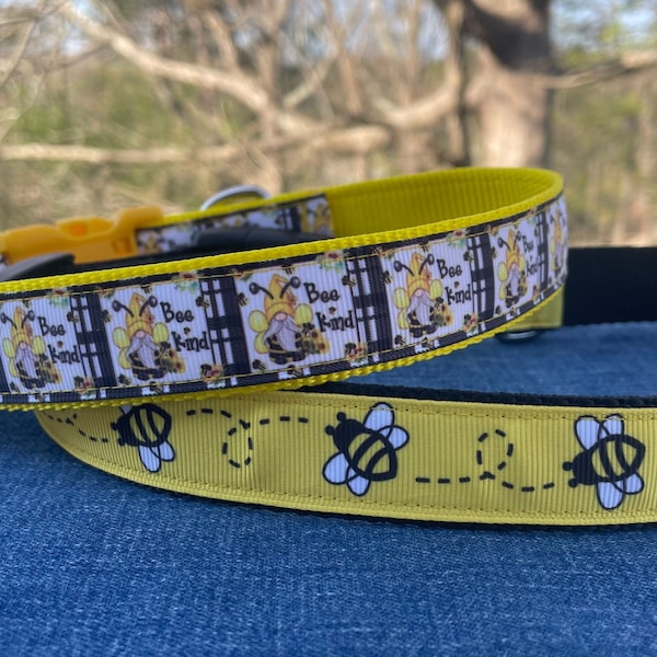 Bee Dog Collars | Bee Kind Gnome, Bumble Bee, Honey Bee | Gift for Bee Keeper - READY TO SHIP!