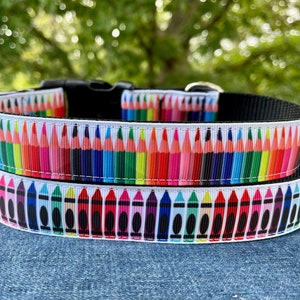 Art Coloring Pencils Dog Collar Back to School - Made to Order