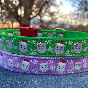 Hippopotamus Christmas Dog Collar - Made to Order