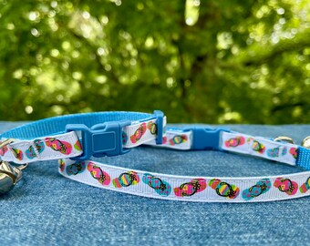 Flip Flops Summer Cat and X-Small Dog Collar 3/8" wide, 1/2" wide | Ready to Ship!